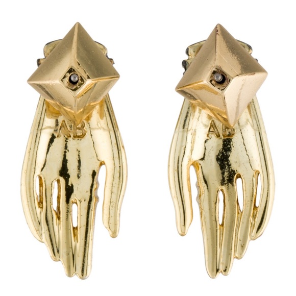 Alexis Bittar Crystal & Stone Vanitas Hand Stud Earrings. NWOT - Picture 2 of 6